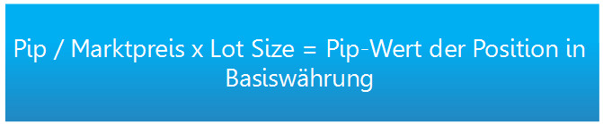 Formel zur Berechnung des Pip Wertes in der Basiswährung